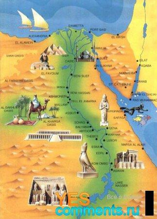 На данной карте отмечены популярные Египетские достопремичательности